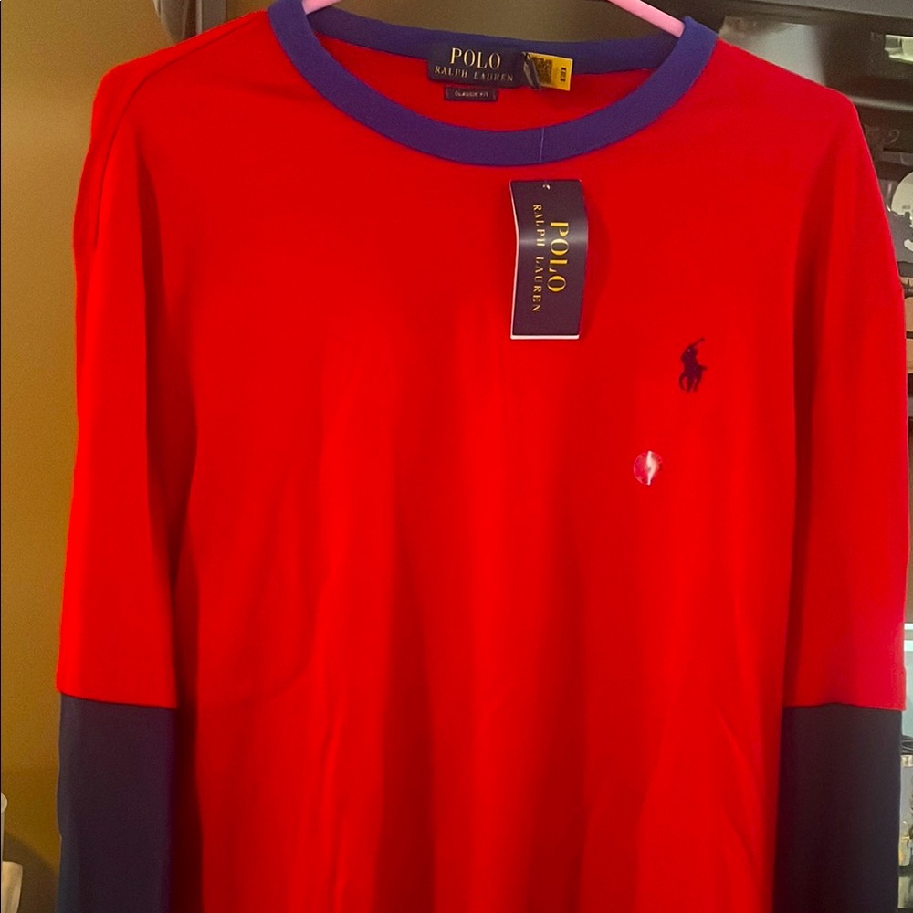 Polo by Ralph Lauren Red and Blue Long Sleeve Tees